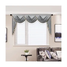 Luxury Silver Grey Velvet Curtain Valances for Living Room with Beads(79inch,...