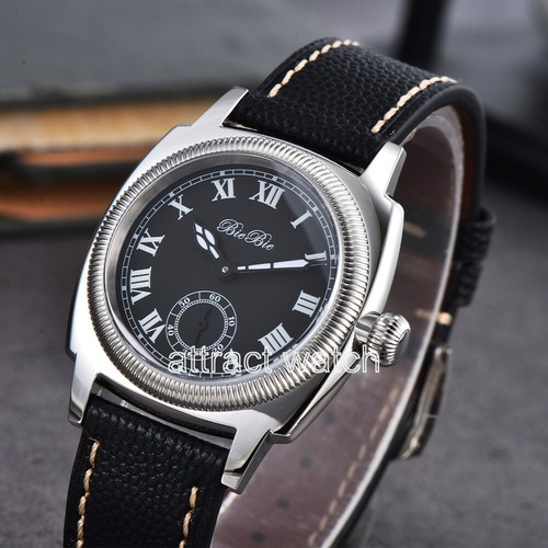 Reloj mecánico para hombre 38 mm plateado sólido acero inoxidable 5 ATM resistencia al agua - Imagen 17 de 28