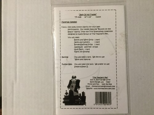 Quilt Pattern The Teachers Pet 185 Jack Of All Trades 30 X 36 New - Picture 2 of 2