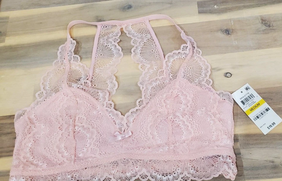 Jenni by Jennifer Moore Women's Pink Sexy Lace Accent Wireless Bralette  Medium - Image 2 of 4