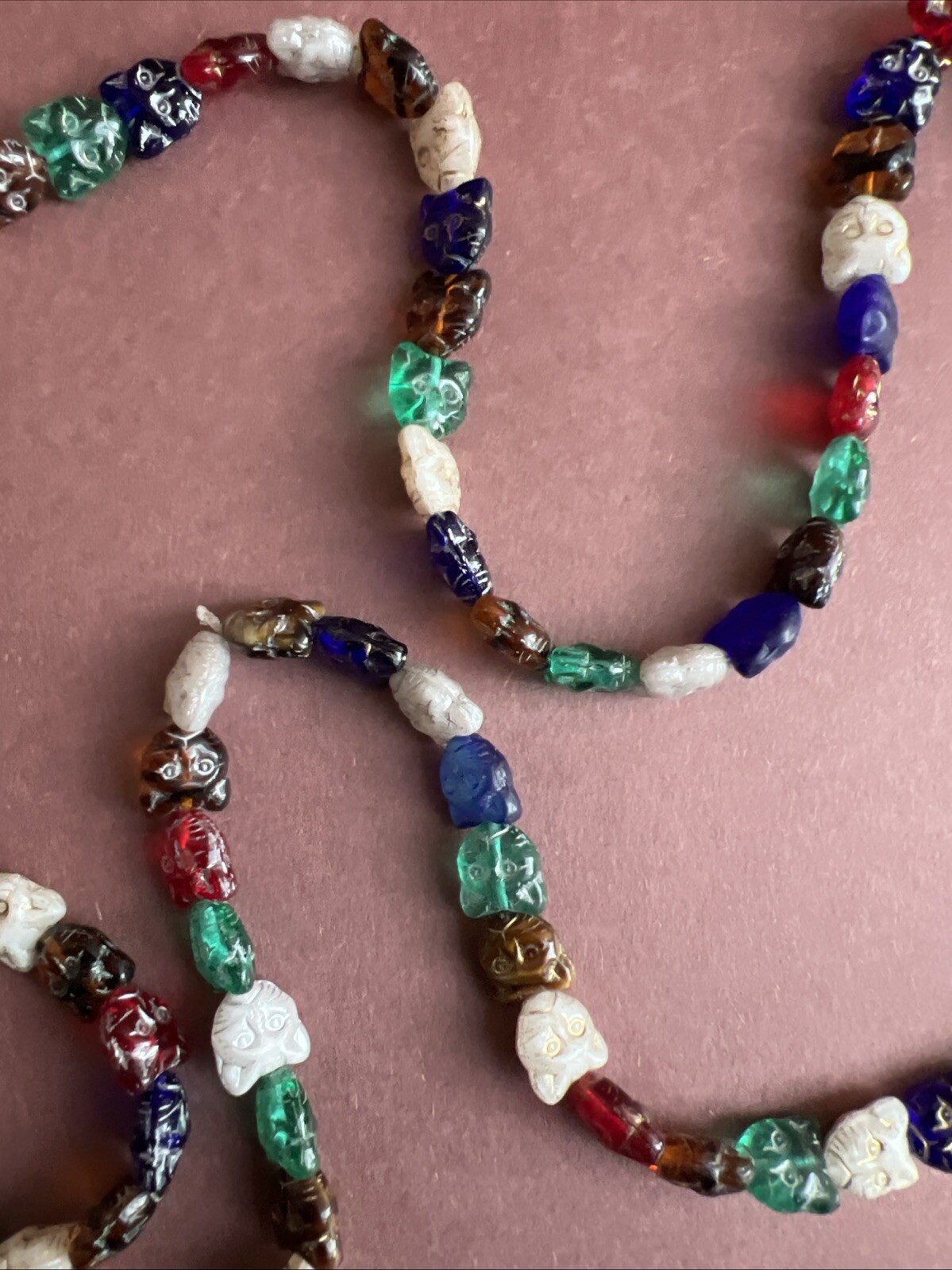 Multi Colored Glass Cats Beaded Statement Flapper… - image 5