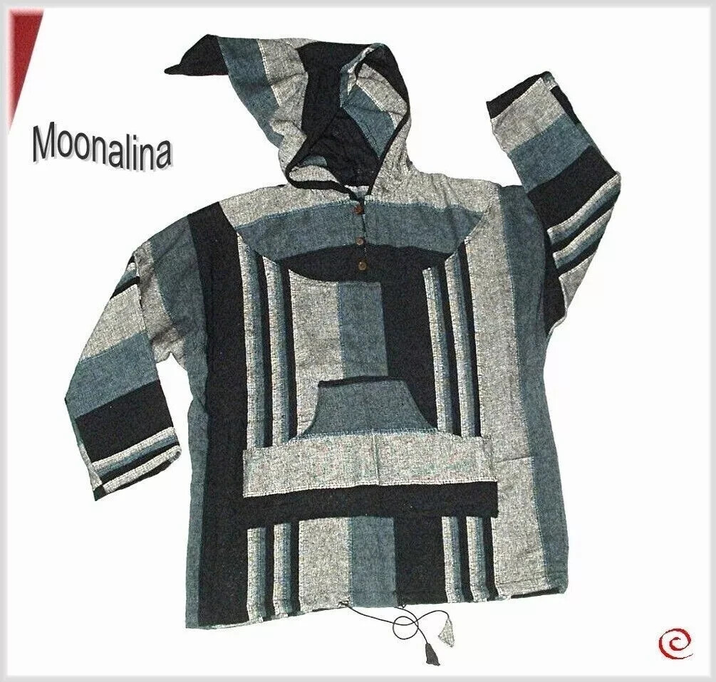NUEVO* XL+ Baja Capucha Cremallera PULLi Goa HOODY ETHNO Boho HIPPIE ECO Jerga Waldorf