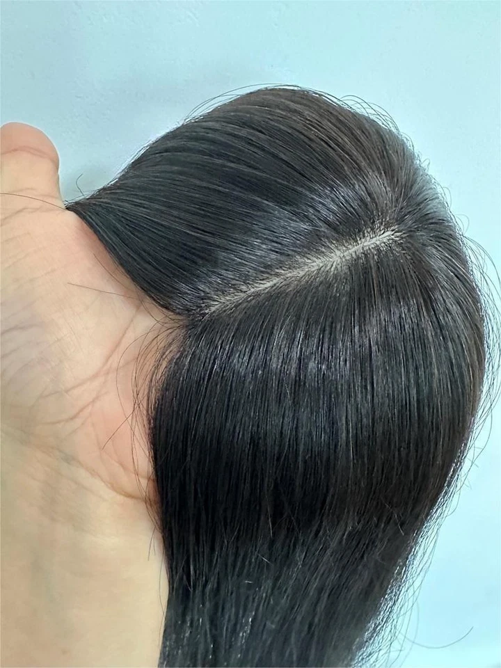 4.7"x5"Best Virgin Human Hair Toppers for Women, Free Part Silk Top Skin, 6"~18" - Image 2 of 4