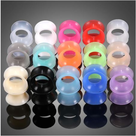 TUNNEL ORECCHIO PIERCING DILATATORE SILICONE ACCIAIO ACRILICO LOBO MISURE COLORI - Foto 66 di 80