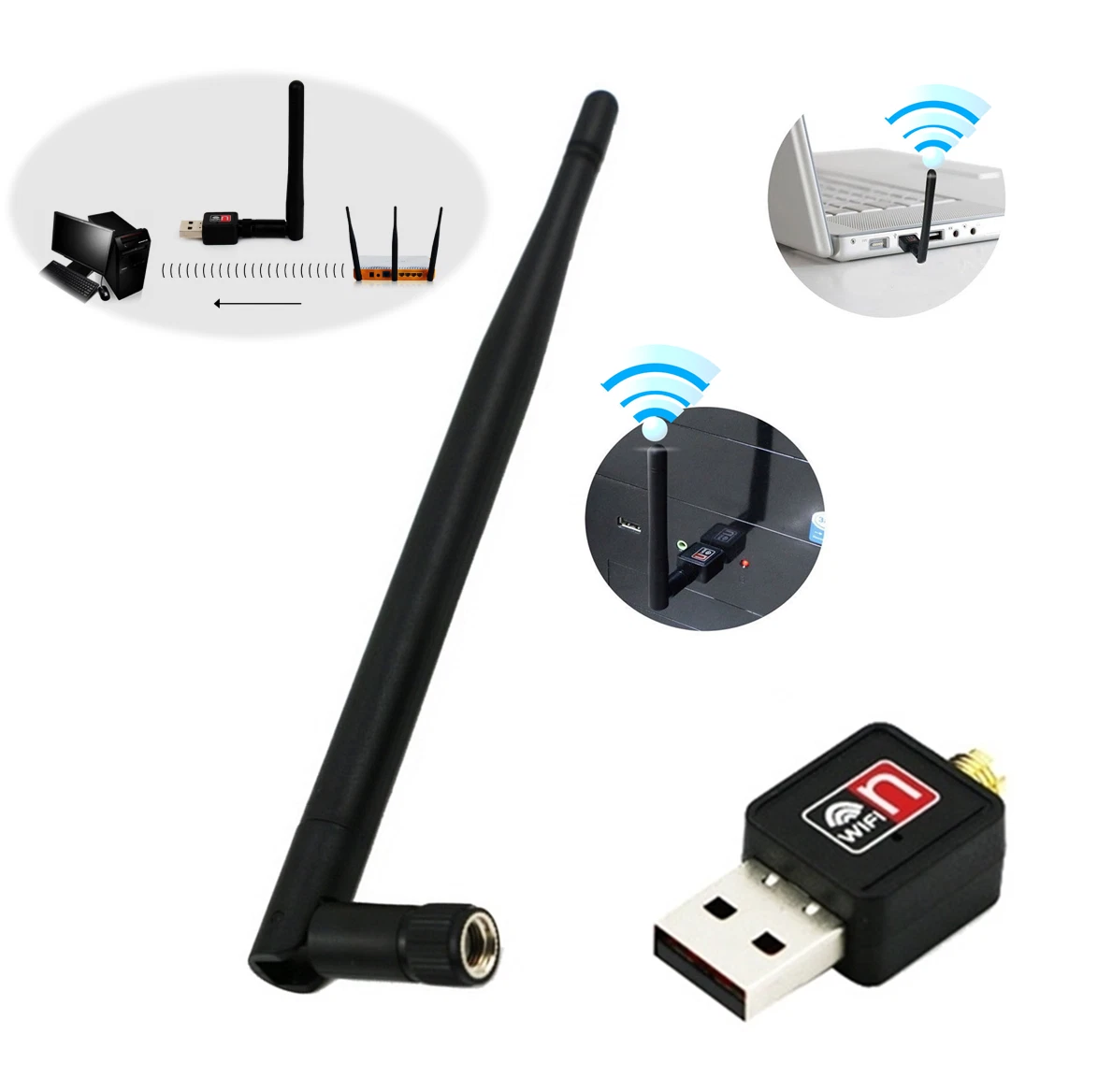 Adaptador WiFi USB Inalambrico Antena 2.0 Wireless 802.IIN – COMPUTER HOUSE