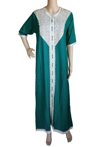 Beautiful Casual Full Length Embroidered Moroccan Kaftan Women Cotton Maxi Dress - Picture 29 of 46