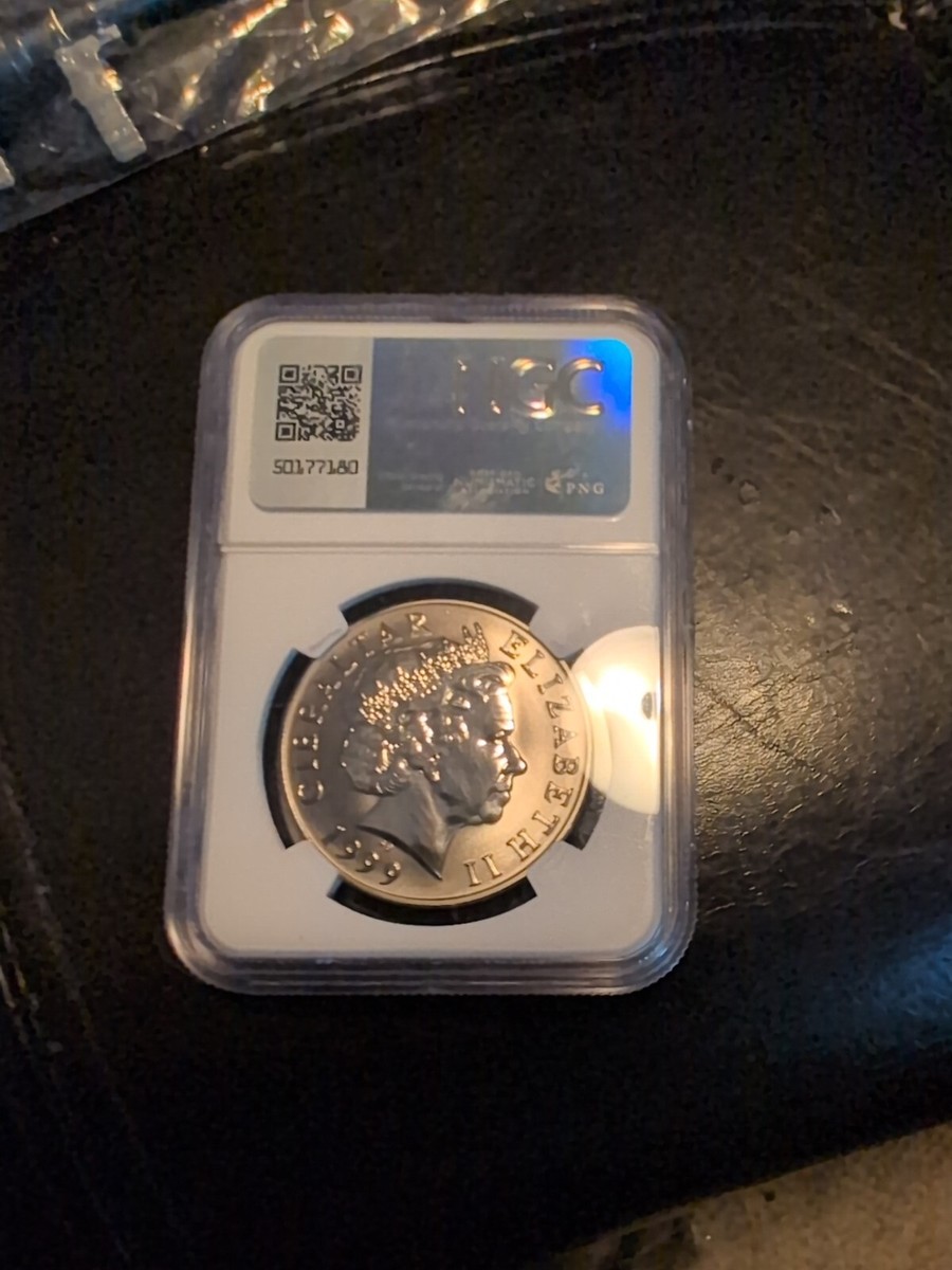 1999 Gibraltar 5 Pound Coin Titanium Millennium 2000 MS 66 NGC
