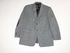 Stafford Men's Tweed Sport Coat Size 42 Regular Gray 100 Wool 42R Elbow Patches