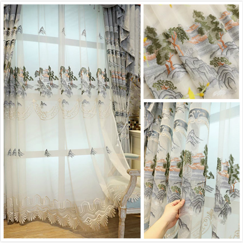 Embroidery Hollow Curtains Chenille Blackout Tulle Window Drape Panel Eyelets - Picture 4 of 15