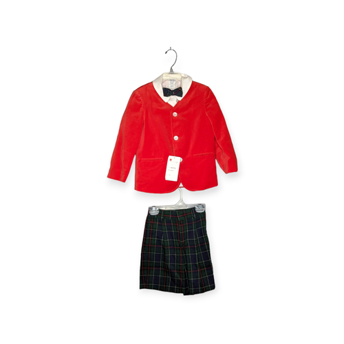 Vintage Imp Originals Oxford Plaid Red Velvet Suit Size 5 w/Tags