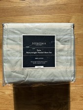 Sonoma Twin Heavyweight Flannel Sheet Set Green Stripe