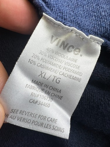 Vince Men's V-Neck Sweater Blue Jumper XL Raglan Wool Cashmere Italian Dress - Picture 5 of 10