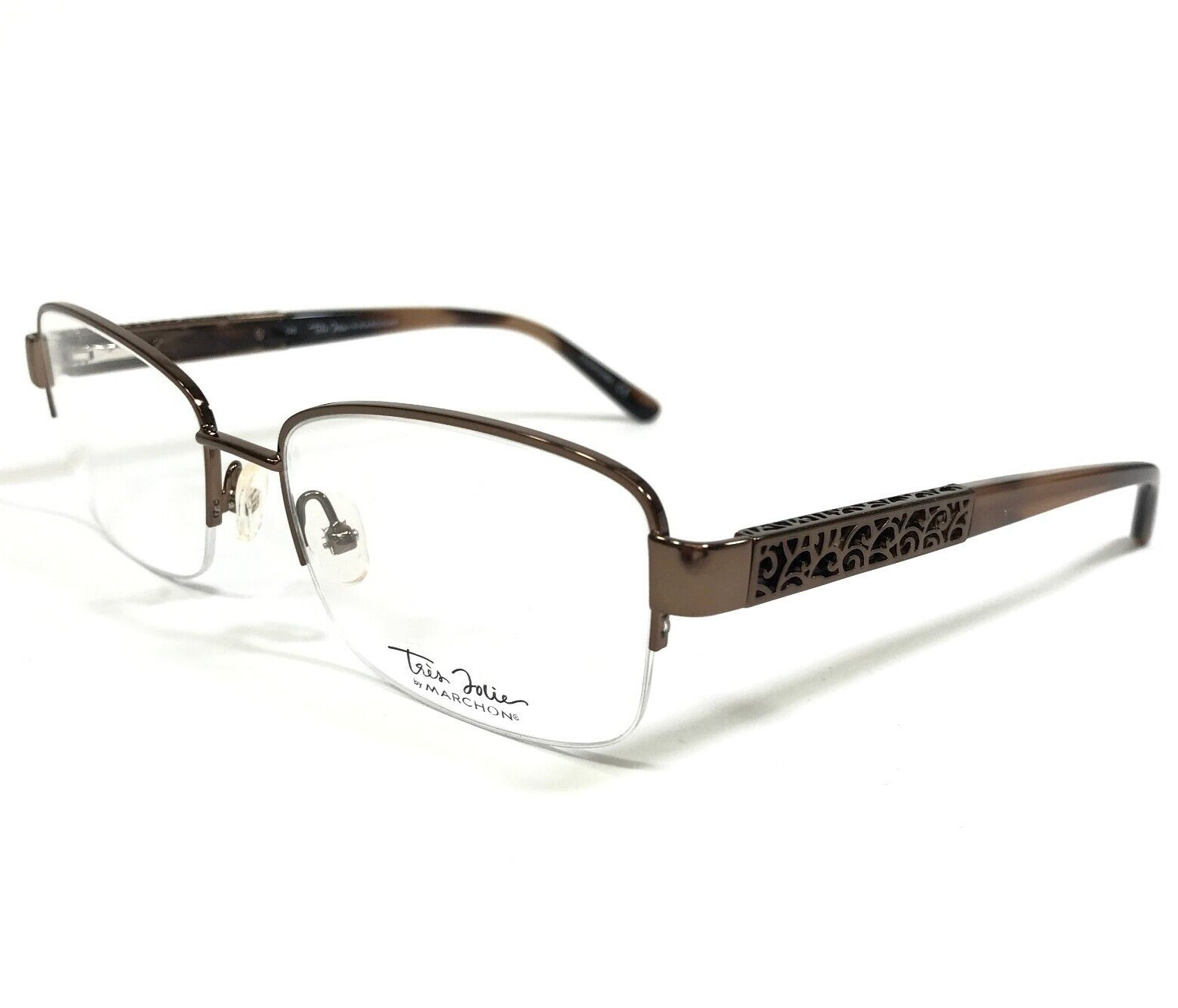 Marchon Eyeglasses Frames TRES JOLIE 180 250 Brown Rectangular 55-17-140