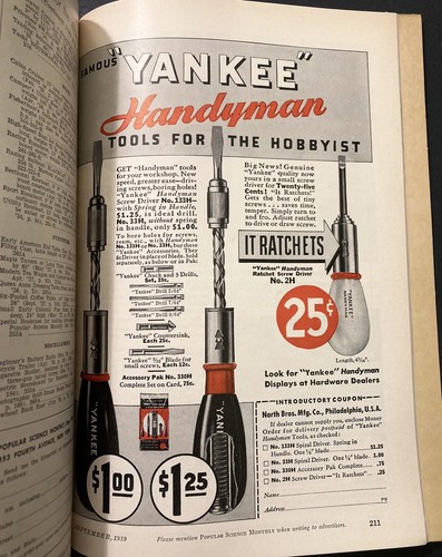 1939 Popular Mechanics Shop Notes Bound Vol 3 July Aug Sept Models Furniture - Picture 10 of 14