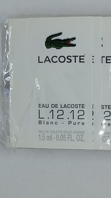 LACOSTE EAU DE LACOSTE L.12.12 BLANC PURE 1.5ml .05oz x 20 COLOGNE SAMPLE VIALS