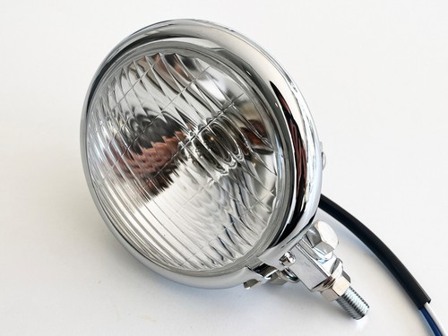 Headlight 4.5" Bottom-mount Chrome - Cafe Racer Bobber Chopper Cruiser Custom - Picture 11 of 11