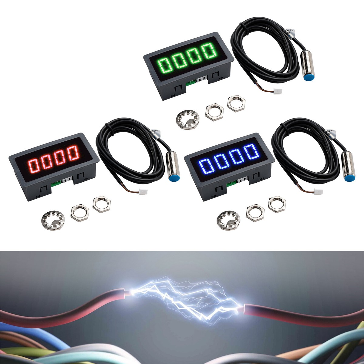 Led Rpm RPM Speed Meter Digital LED Tachometer RPM Meter - DC 8-24V 4-Display ...