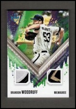 2021 Diamond Kings DK Materials Holo Platinum Blue Brandon Woodruff PATCH 09/25