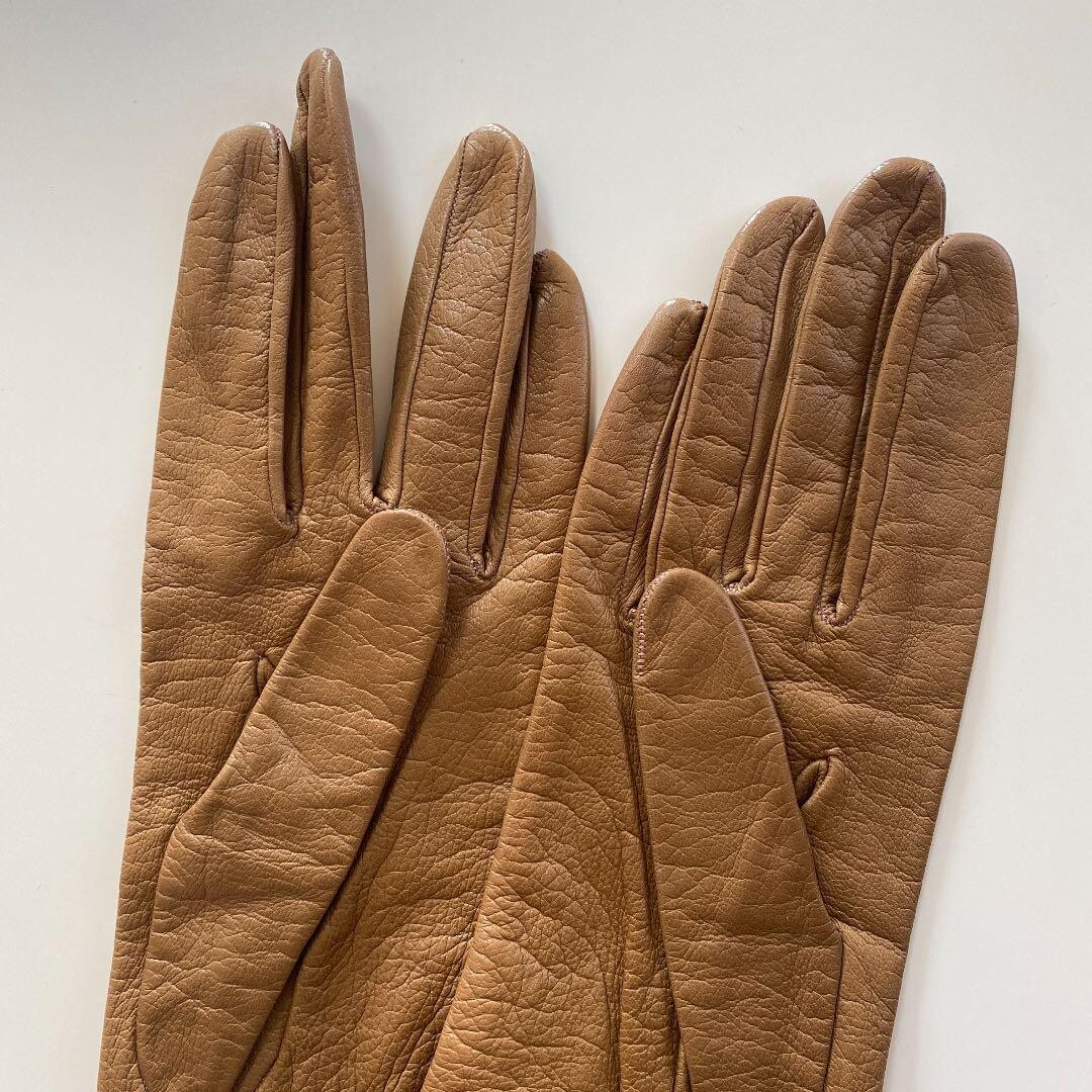 vintageCHANEL グローブ　サイズ7 1/2 Chanel Brown Color Gloves Leather Silk Size 7 1/2 Women's