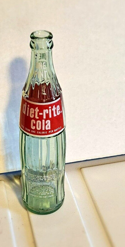 Vintage Diet Rite Cola Green Glass 1 Pint Bottle