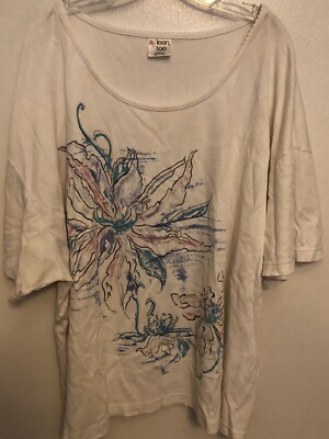 4X / 5X ~ 100% Cotton Tee Top STRETCH White ~ Women's Plus