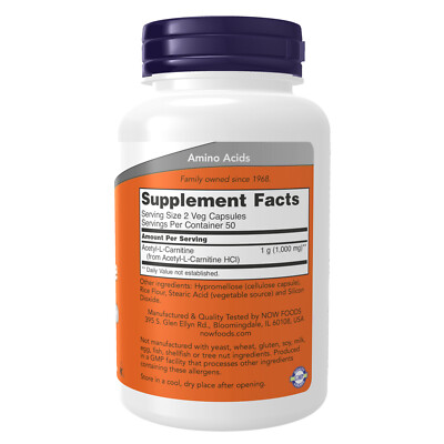 now acetyl l carnitine 500 mg Amazon.com: NOW Supplements, Acetyl-L Carnitine 500 mg, Amino Acid, Brain  And Nerve Cell Function*, 100 Veg Capsules : Health & Household