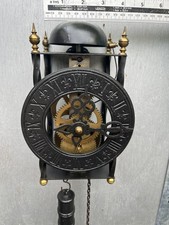 Vintage Skeleton striking bell Wall Clock weight driven movement with pendulum