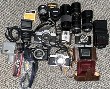 Lot of Vintage 35mm Cameras, Lenses and Accessories