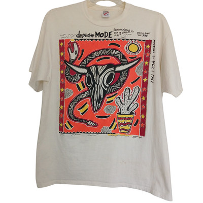 RARE Depeche Mode Vintage Concert T Shirt Dallas Crew 90s Art by James Sasso