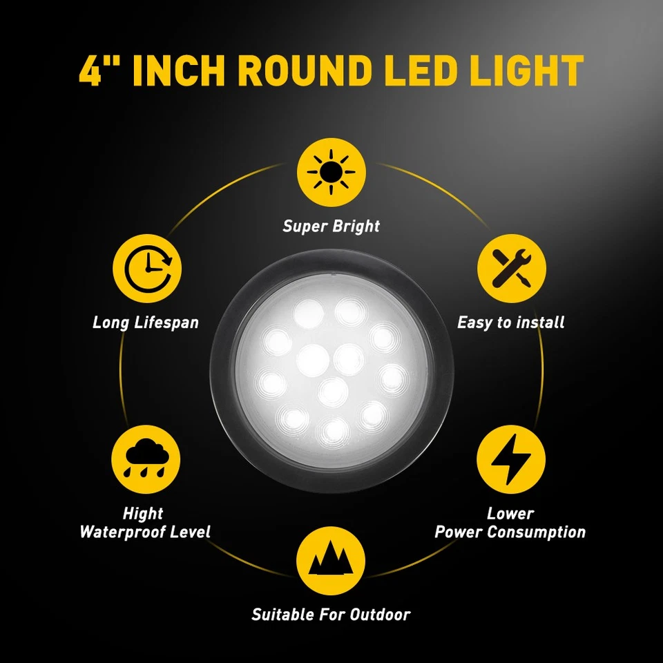 2x 4 pulgadas redondas LED 24 luces traseras de respaldo inverso remolque camión lente transparente 12V B Foto 3 de 4