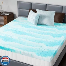 DUMOS Memory Foam Mattress Topper King, 2 Inch Thick Gel Infused Bed Toppers 