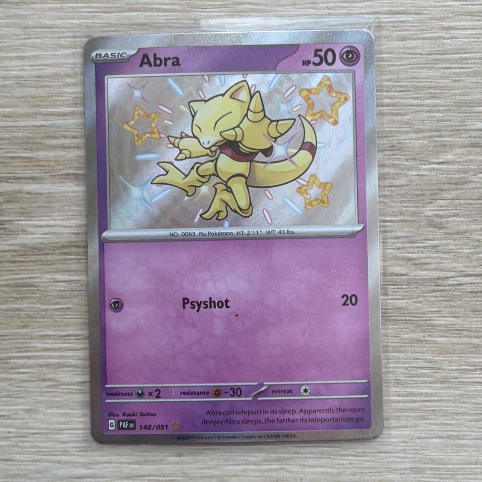 Abra 148/091 - SV: Paldean Fates (PAF) Shiny Rare Pokémon TCG NM