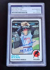 ** EXT RARE ** OLD 1973 Nolan Ryan #220 Baseball Card w/ Auto + 383 Ks Inscribed