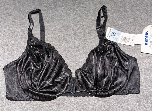 Neu mit Etikett Vintage Warner’s Bright Stripes 1218 Bügel-BH vorne geschlossen schwarz 36B