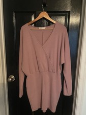 Lulus x LUSH "It's Destiny" mauve pink ribbed long sleeve bodycon mini dress