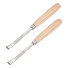 11mm Tip 6.5" Length Carbon Steel Curved Straight Wood Carving Chisel 2pcs