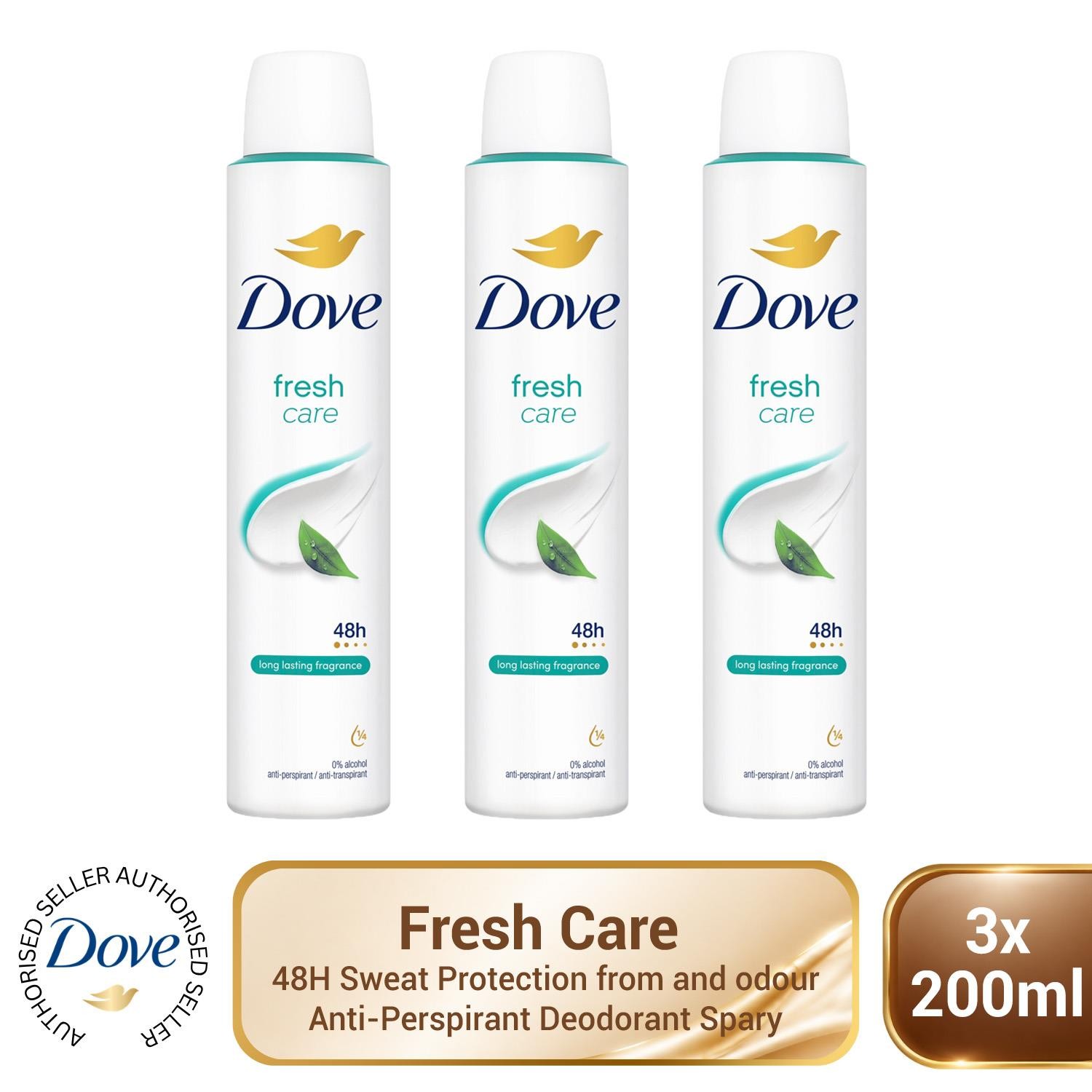 Dove Anti-Perspirant Deodorant Fresh 3x200ml, 48H Sweat Protection for Women