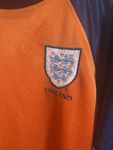 Umbro 90s England Training Football Shirt Mens XL Orange 1998 Genuine VGC - Picture 4 of 11