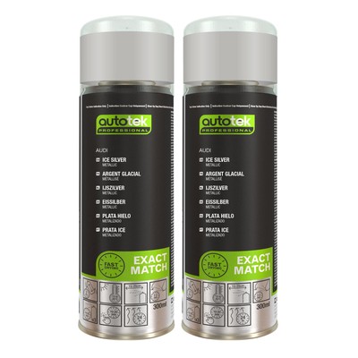 Autotek schnelltrocknender hochdeckender Aerosol-Sprühlack Audi Eissilber 300 ml x2
