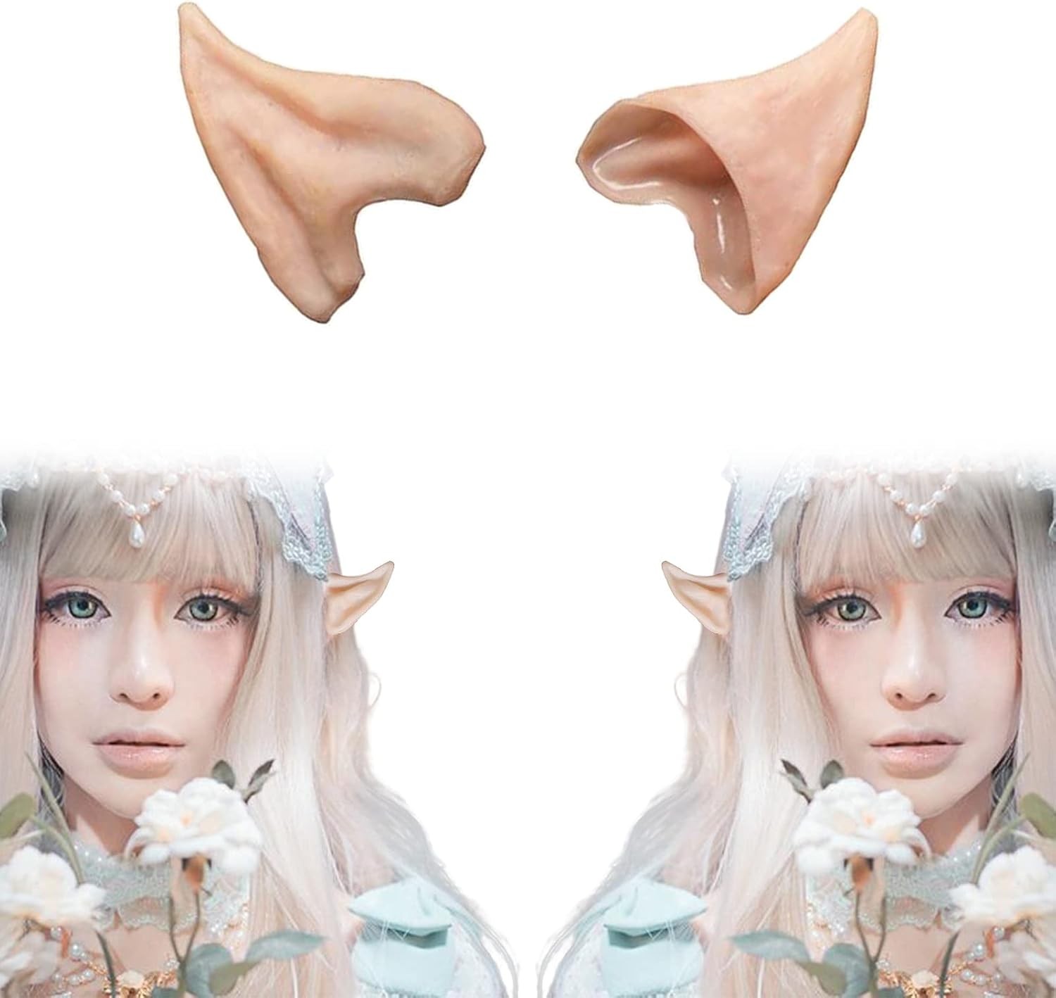 HOMEYA Elf Ears Halloween Cosplay Costumes Pointed Prosthetic Ear Tips Christmas