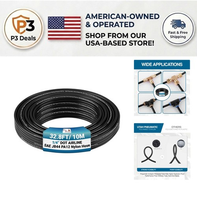 #ad High Pressure 1 4” Air Line Tubing 32.8ft Nylon Hose DOT Approved Flexibility $23.79