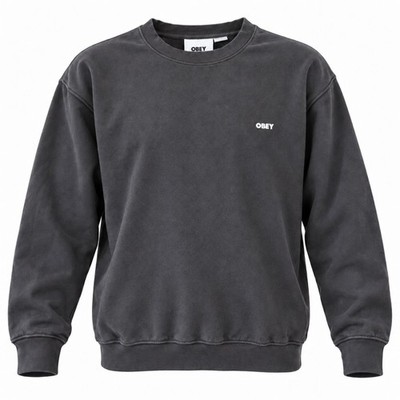 OBEY Crewneck Sweatshirt Large Faded Black Back Graphic Logo Cotton Blend