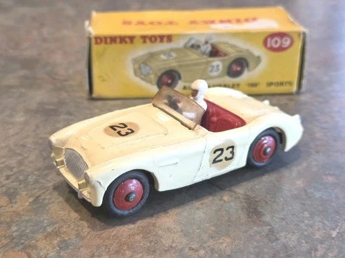 Vintage 1950s Dinky 109 Austin Healey 100 Sports Car In Original Box