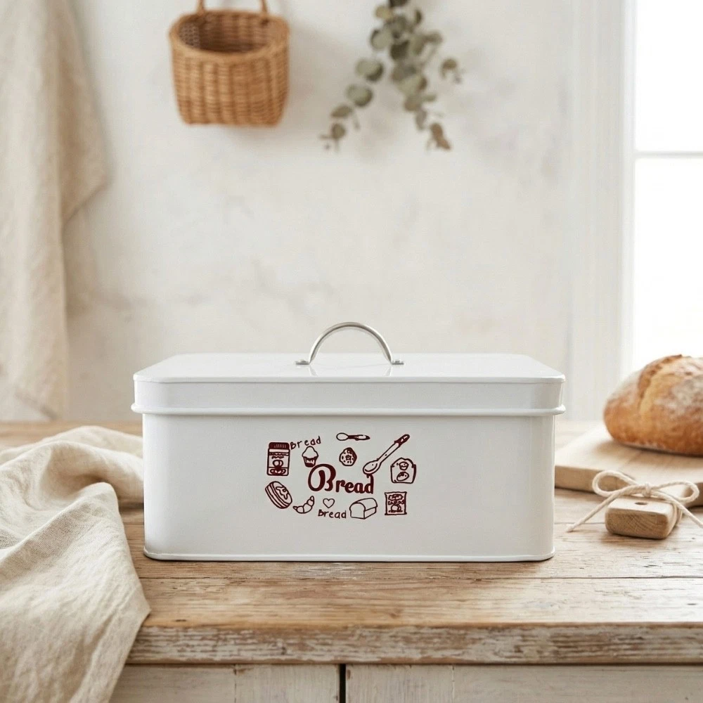 White Metal Bread Bin Vintage Style Kitchen Storage Box Small Bread Box
Opens in a new window or tab