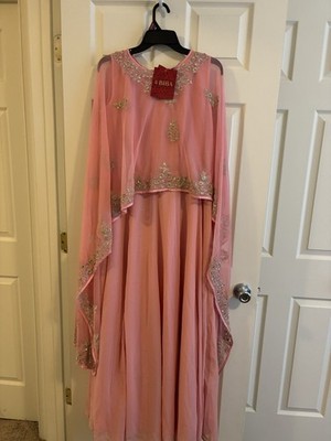 Biba size 36 women s Indian dress pink fancy long sleeve maxi jeweled emboridery