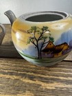 Vintage Made in Japan Hand Painted Ceramic Teapot & Sugar Bowl Landscape Set — photo 1