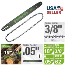 18-Inch Battery Powered Chainsaw Bar & Chain Combo - Low Kickback & Durable