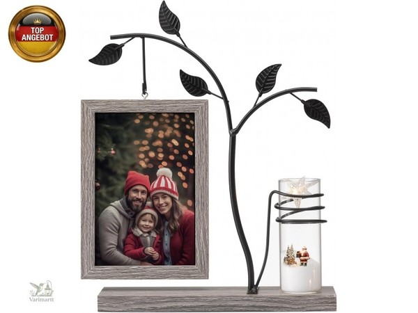 Afuly Bilderrahmen 10X15 Holz Vintage Fotorahmen Braun Picture Frame Mit Vase-image
