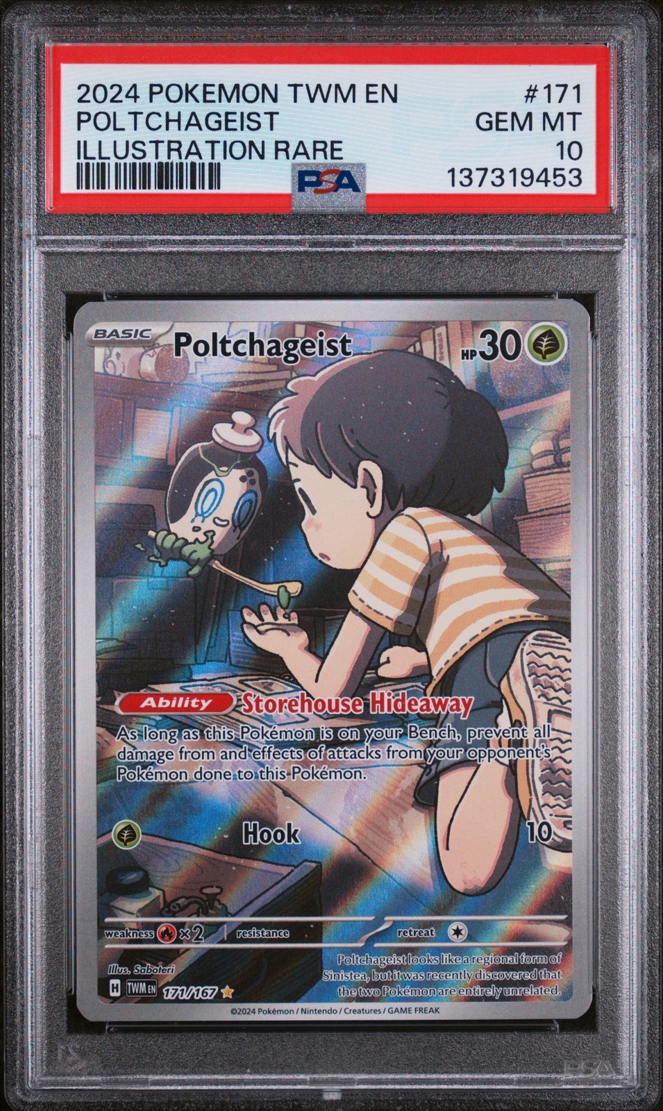 2024 Pokemon Twilight Masquerade #171 Poltchageist Illustration Rare PSA 10