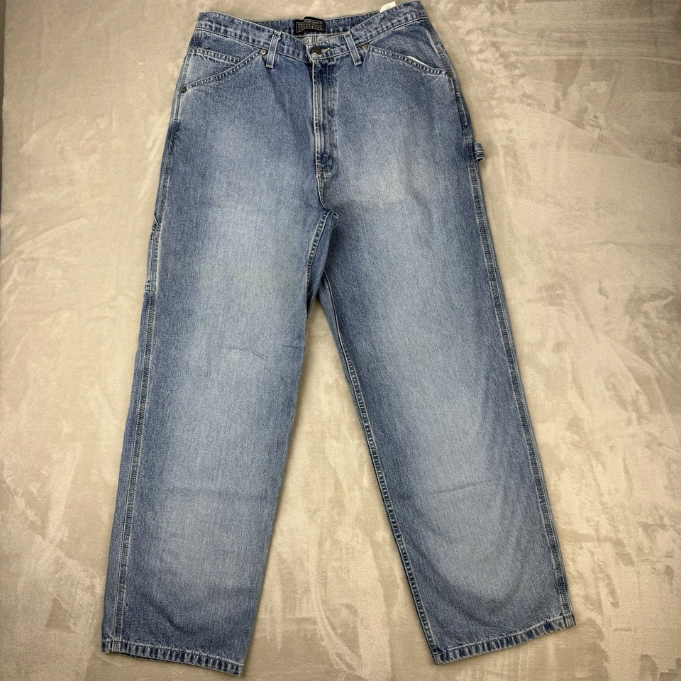 "De colección Y2K Sonoma Carpenter Jeans Para Hombres 34x32 Sueltos Patinador Ropa de Trabajo Pierna Ancha 10""" Foto 4 de 4